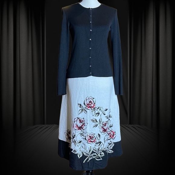 Vintage Y2K Tweeds Floral Side Zip Linen Blend Skirt Size 8 - Picture 2 of 9